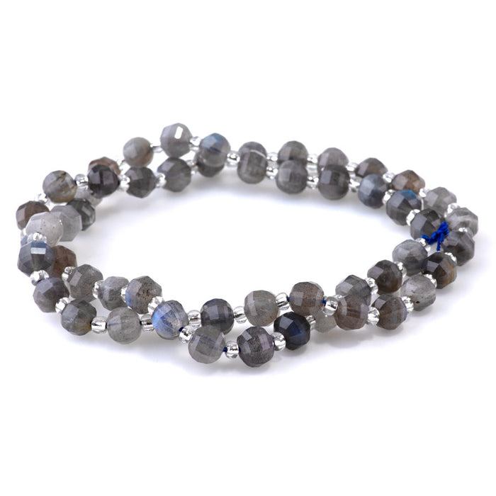 Labradorite 6mm Faceted Lantern A Grade - 15-16 Inch