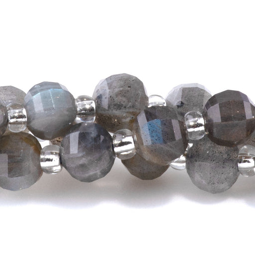 This is a Dakota Stones 6mm Labradorite Lantern Gemstone strand with A grade faceted beads in 15-16 inch strand.