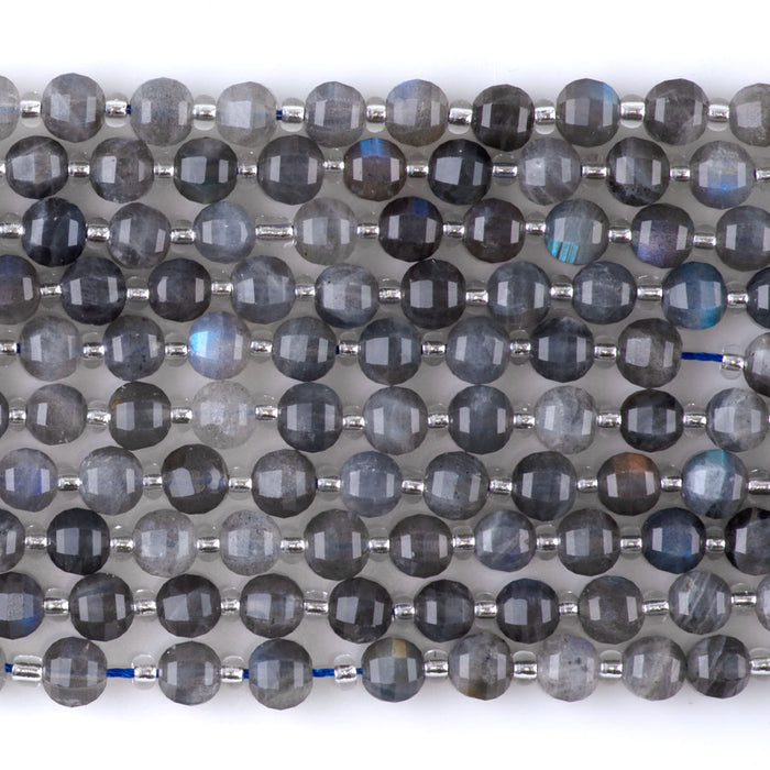 Labradorite 6mm Faceted Lantern A Grade - 15-16 Inch