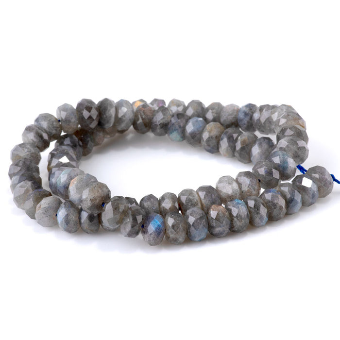 Labradorite 6x10mm Faceted Rondelle AAA Grade - 15-16 Inch