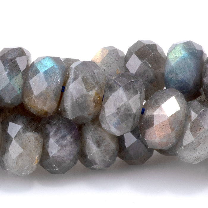 Labradorite 6x10mm Faceted Rondelle AAA Grade - 15-16 Inch