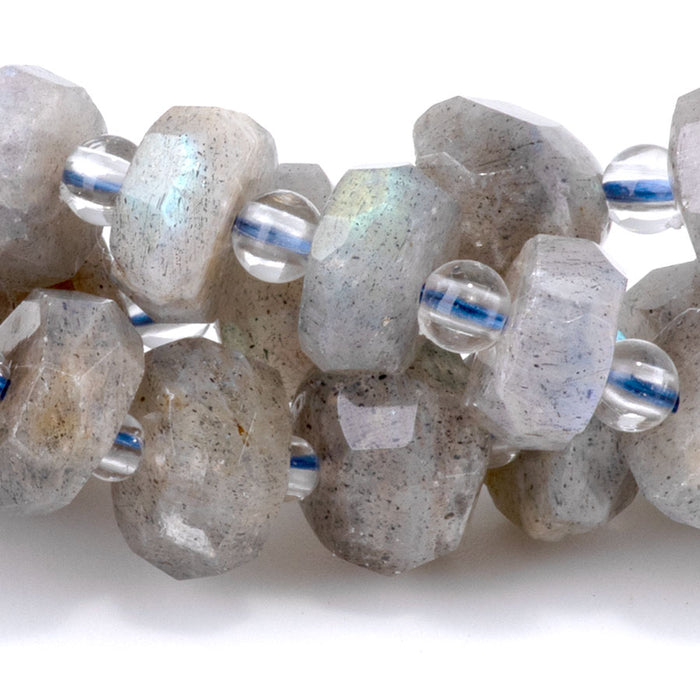 Labradorite 6x10mm Irregular Faceted Rondelle - 15-16 Inch