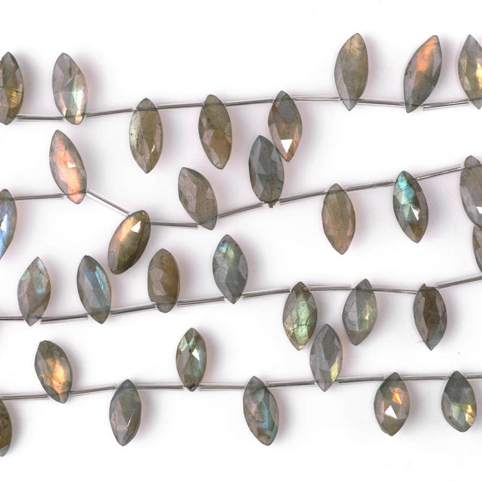 Labradorite 7x15-10x22mm Top Drill Marquise - 8 Inch