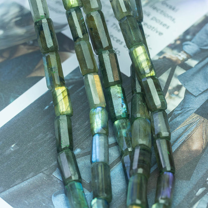 Labradorite 7x10mm Faceted Tube - 18-19 Inch