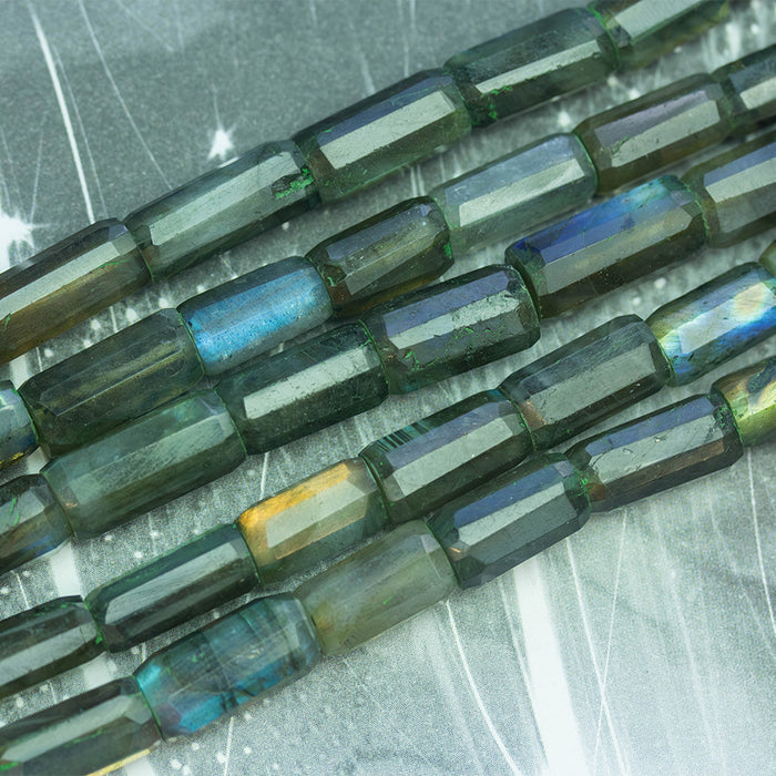 Labradorite 7x10mm Faceted Tube - 18-19 Inch