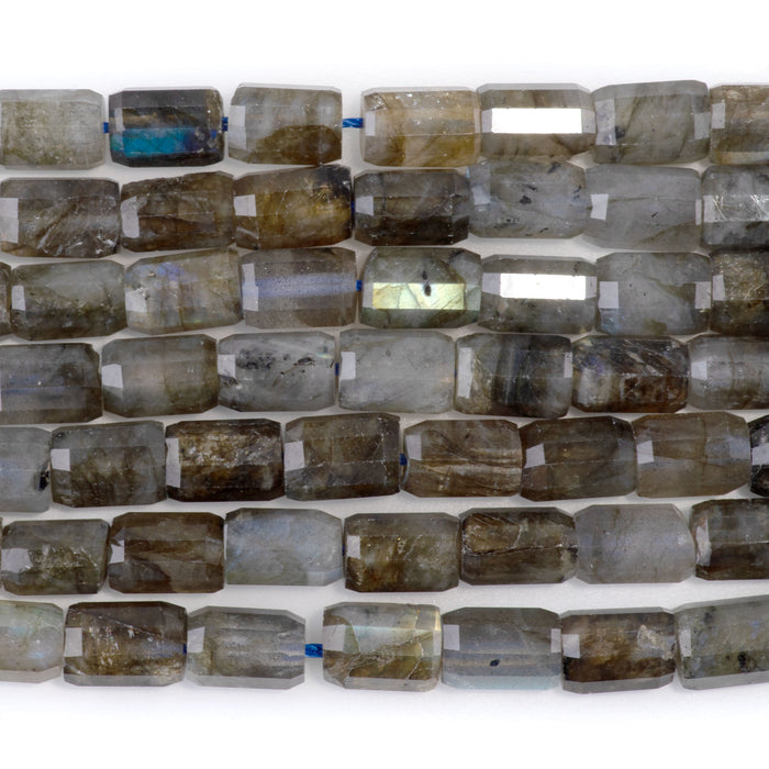 Labradorite 7x10mm Faceted Tube A Grade - 15-16 Inch