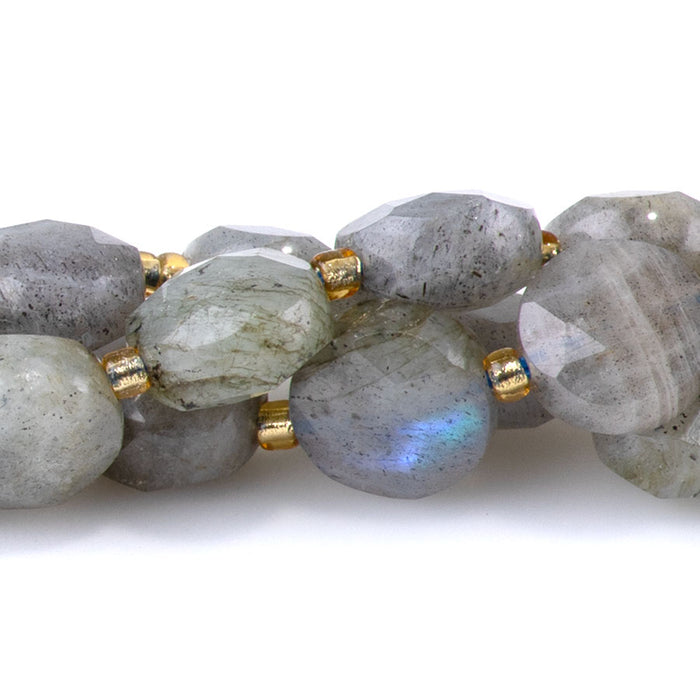 Labradorite 8mm Star Cut Coin A Grade - 15-16 Inch