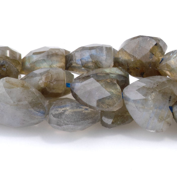 Labradorite 8mm Faceted Puff Heart A Grade - 15-16 Inch