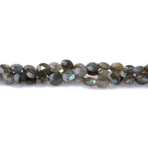 This is a Dakota Stones 8mm Labradorite Puff Gemstone strand with A grade faceted square beads in 15-16 inch strand.