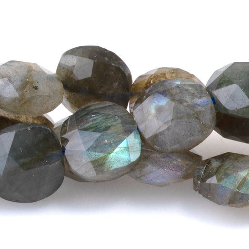 This is a Dakota Stones 8mm Labradorite Puff Gemstone strand with A grade faceted square beads in 15-16 inch strand.