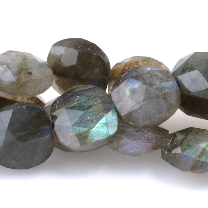 Labradorite 8mm Faceted Puff Square A Grade - 15-16 Inch