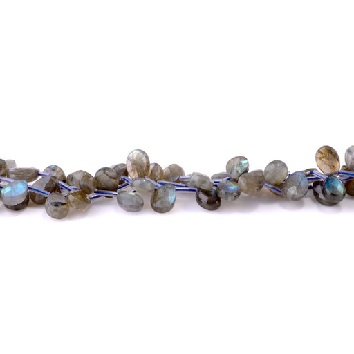 This is a Dakota Stones 8x12mm Labradorite Top Drill Gemstone strand with faceted tear drop beads in 15-16 inch strand.