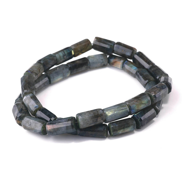 Labradorite 9x10-20x25mm Faceted Irregular Tube - 18 Inch