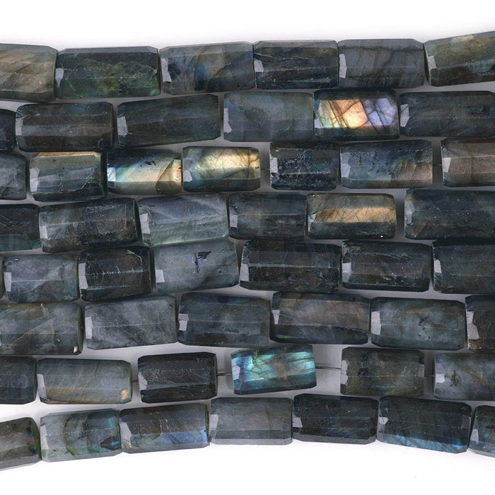 Labradorite 9x10-20x25mm Faceted Irregular Tube - 18 Inch