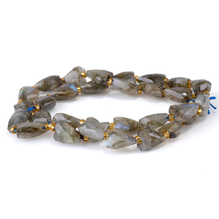 Labradorite 9x13mm Long Faceted Heart A Grade Bead - 15-16 Inch