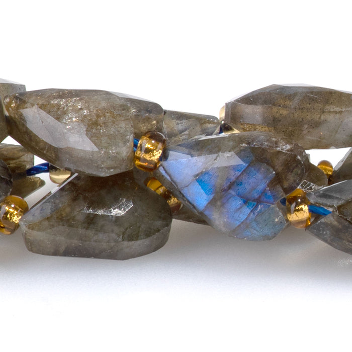 Labradorite 9x13mm Long Faceted Heart A Grade Bead - 15-16 Inch