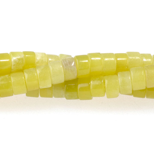This is a Dakota Stones 2x4mm Lemon Jade Gemstone strand with heishi beads in 15-16 inch strand.