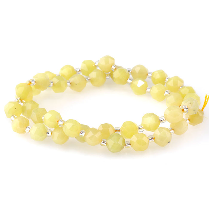 Lemon Jade (Serpentine) 7x8mm Faceted Nugget - 15-16 Inch