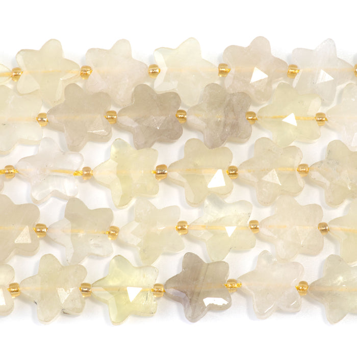 Lemon Quartz 14mm Faceted Star - 15-16 Inch