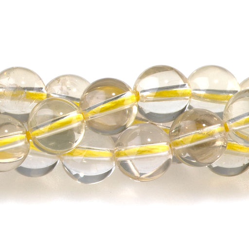 This is a Dakota Stones 6mm Lemon Quartz Gemstone strand with round beads in 15-16 inch strand.
