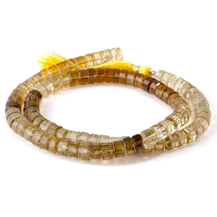 Lemon Quartz 7mm Banded Faceted Tyre - 15-16 Inch