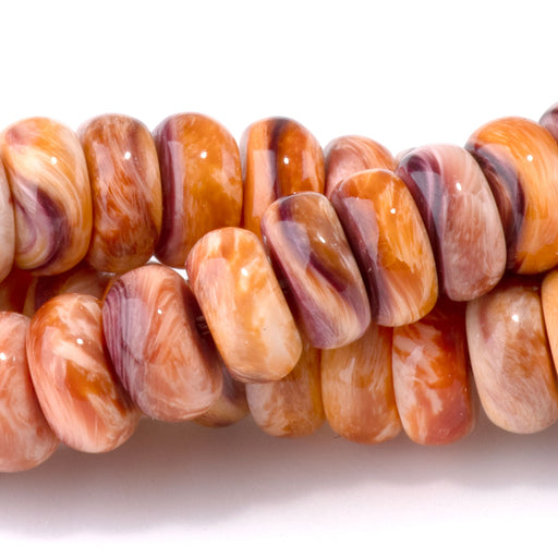 This is a Dakota Stones 8mm Lions Paw Orange Purple Gemstone strand with rondelle beads in 15-16 inch strand.