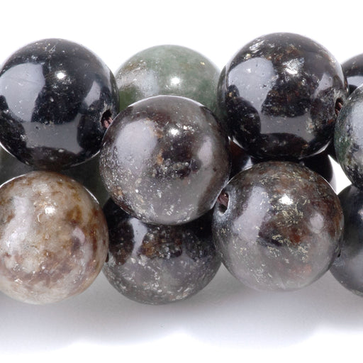 This is a Dakota Stones 10mm Black Lepidolite Gemstone strand with round beads in 15-16 inch strand.