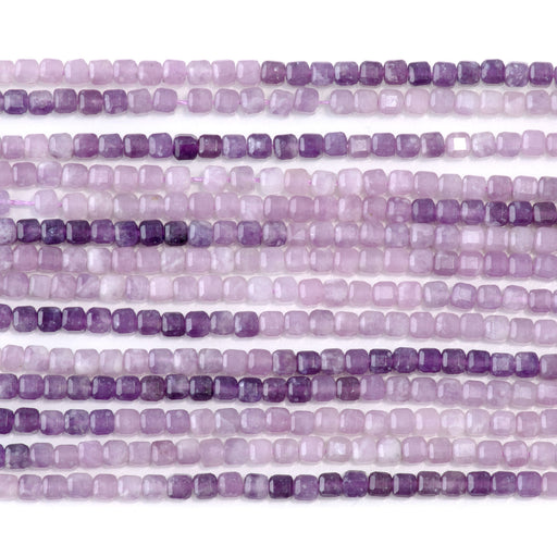This is a Dakota Stones 3mm Lepidolite Banded Gemstone strand with A grade table-cut cube beads in 15-16 inch strand.