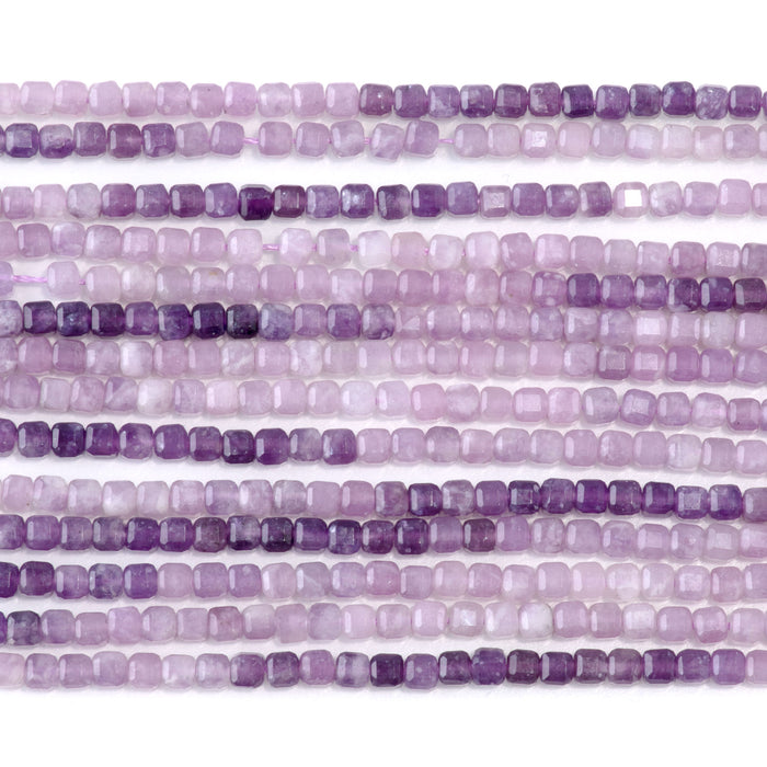 Lepidolite 3mm Banded Table Cut Cube A Grade - 15-16 Inch
