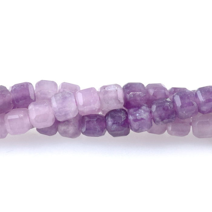 Lepidolite 3mm Banded Table Cut Cube A Grade - 15-16 Inch