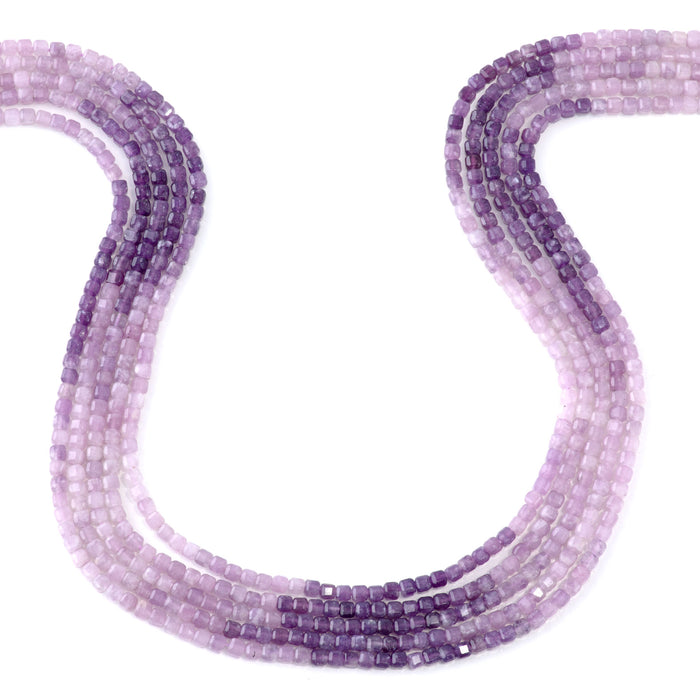 Lepidolite 3mm Banded Table Cut Cube A Grade - 15-16 Inch