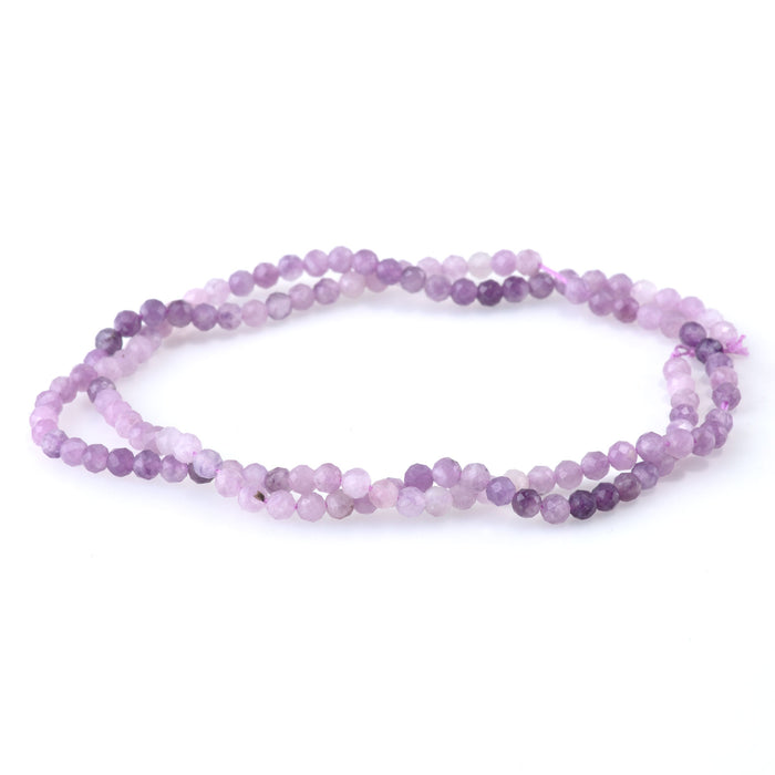 Lepidolite 3mm Banded Faceted Round - 15-16 Inch
