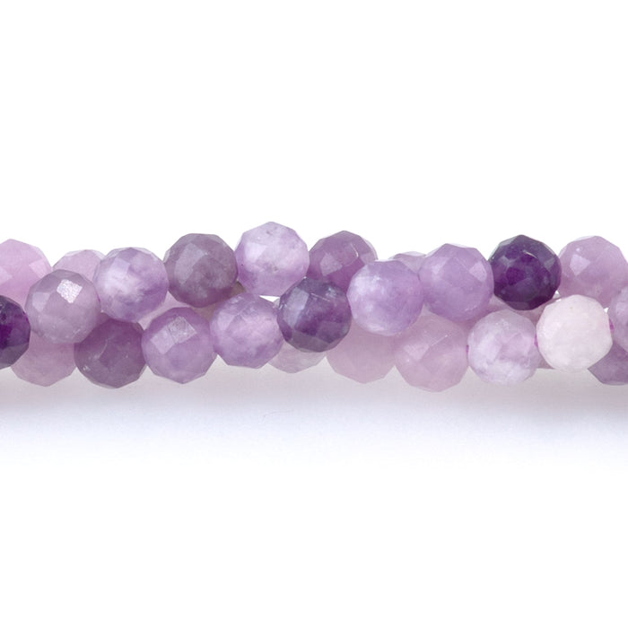 Lepidolite 3mm Banded Faceted Round - 15-16 Inch