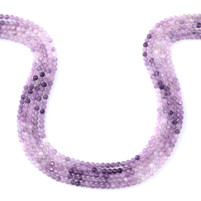 Lepidolite 3mm Banded Faceted Round - 15-16 Inch