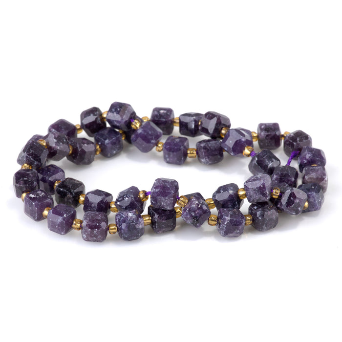 Lepidolite Natural 6-7mm Table Cut Cube - 15-16 Inch