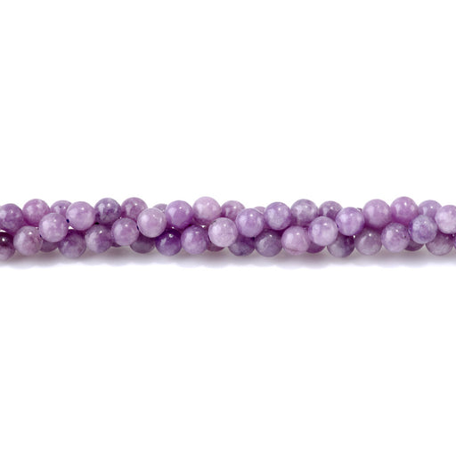 This is a Dakota Stones 6mm Lt Light Purple Lepidolite Gemstone strand with round beads.