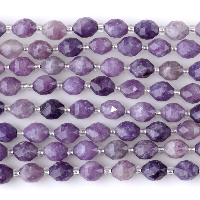 Lepidolite 6x8mm Triangle Cut Faceted Rice Bead - 15-16 Inch