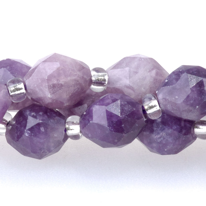 Lepidolite 6x8mm Triangle Cut Faceted Rice Bead - 15-16 Inch