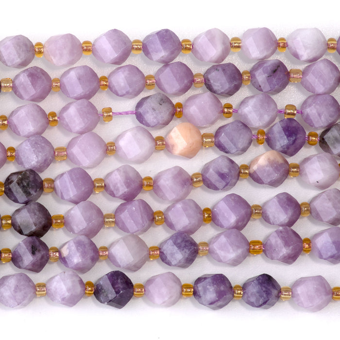 Lepidolite 7x8mm Faceted Swirl Oval - 15-16 Inch