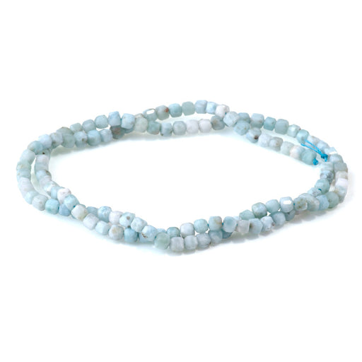 This is a Dakota Stones 3mm Larimar Gemstone strand with A grade faceted cube beads in 15-16 inch strand.