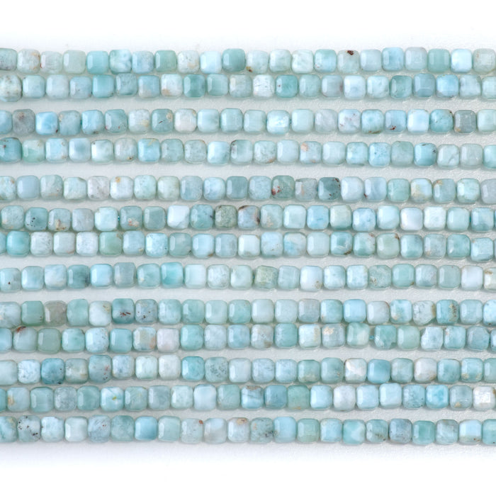 Larimar 3mm Table Cut Cube AA Grade - 15-16 Inch