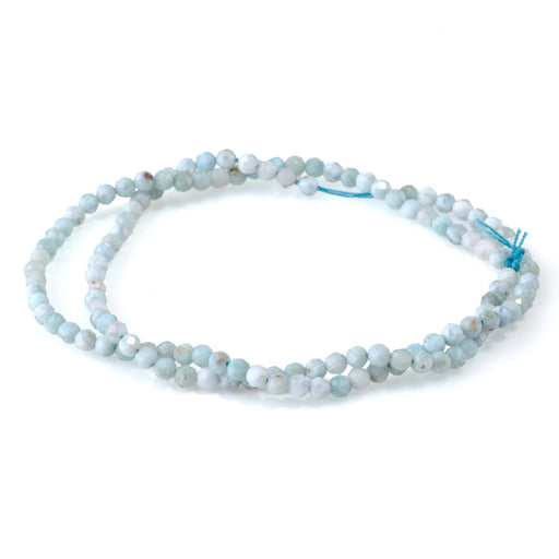 This is a Dakota Stones 3mm Larimar Gemstone strand with A grade faceted round beads in 15-16 inch strand.