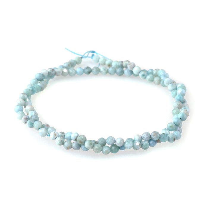 Larimar 3mm Faceted Round AA Grade - 15-16 Inch