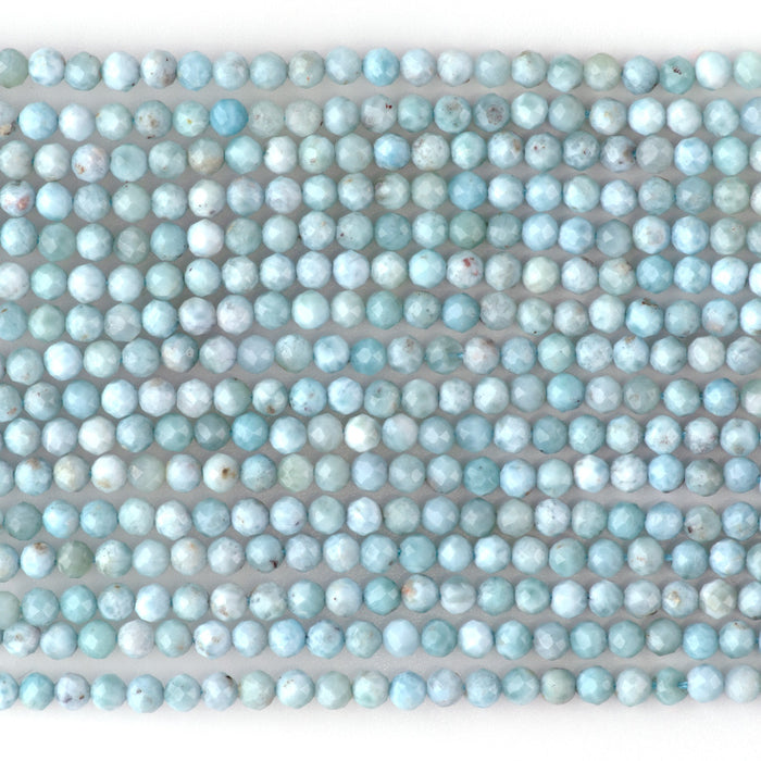 Larimar 3mm Faceted Round AA Grade - 15-16 Inch