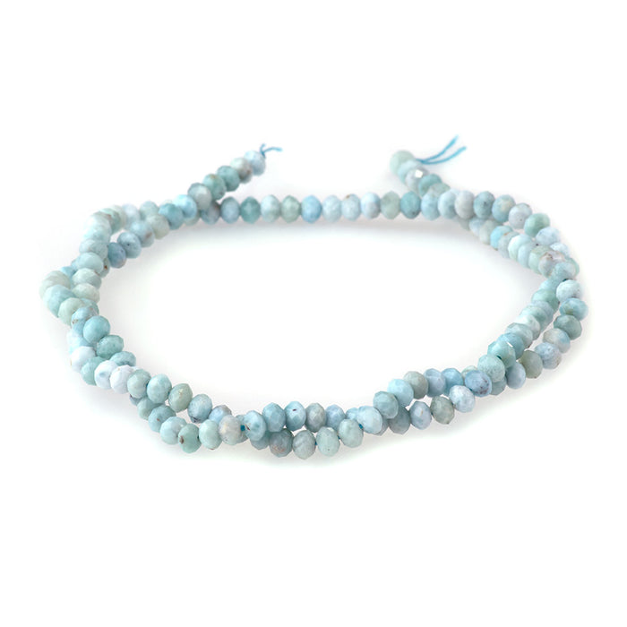 Larimar 3x4mm Faceted Rondelle AA Grade - 15-16 Inch