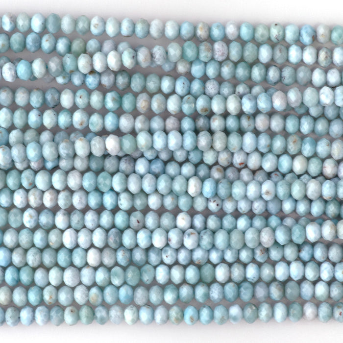 Larimar 3x4mm Faceted Rondelle AA Grade - 15-16 Inch