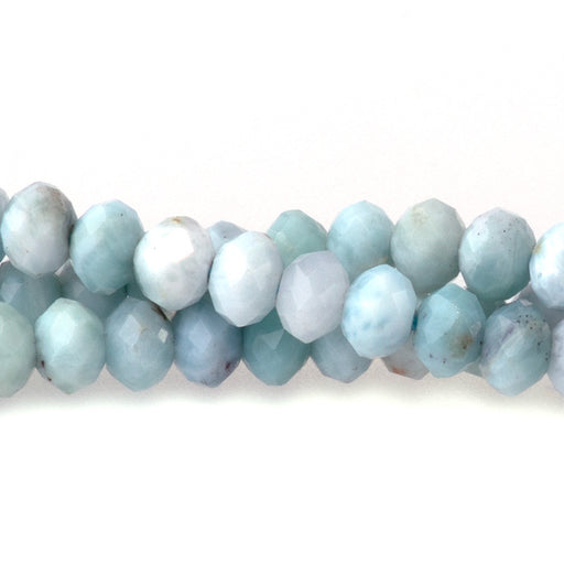 This is a Dakota Stones 3x4mm Larimar Gemstone strand with AA grade faceted rondelle beads in 15-16 inch strand.