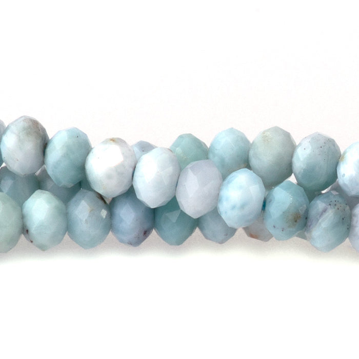 Larimar 3x4mm Faceted Rondelle AA Grade - 15-16 Inch