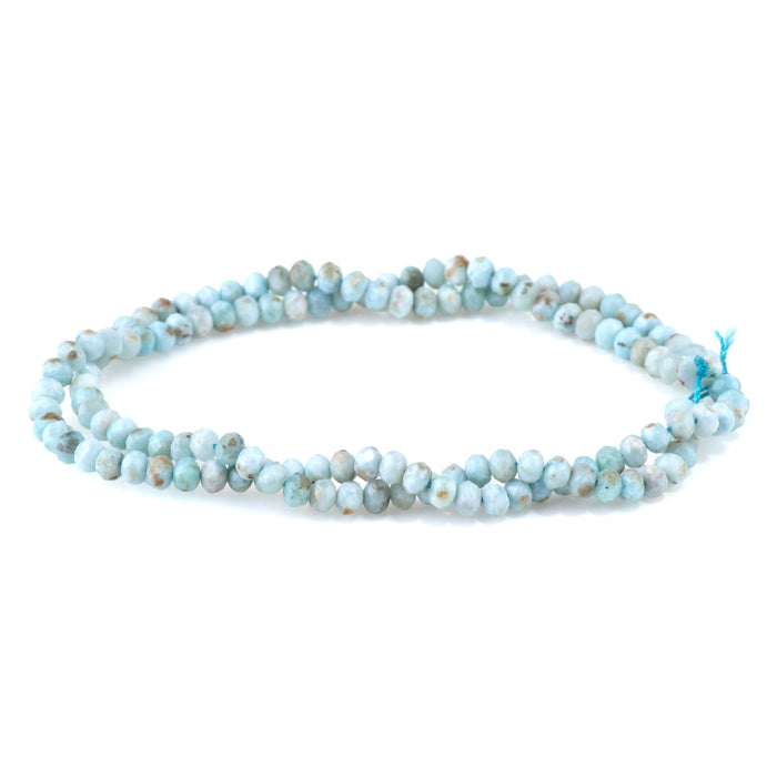 Larimar 3x4mm Faceted Rondelle A Grade - 15-16 Inch