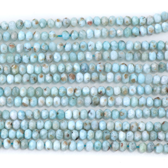 Larimar 3x4mm Faceted Rondelle A Grade - 15-16 Inch